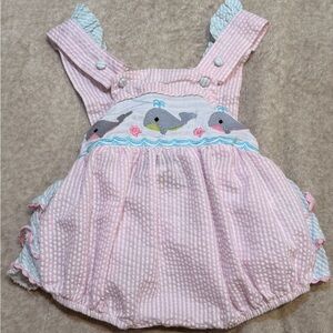 Lil Cactus Pink and White Whale Smocked Bubble